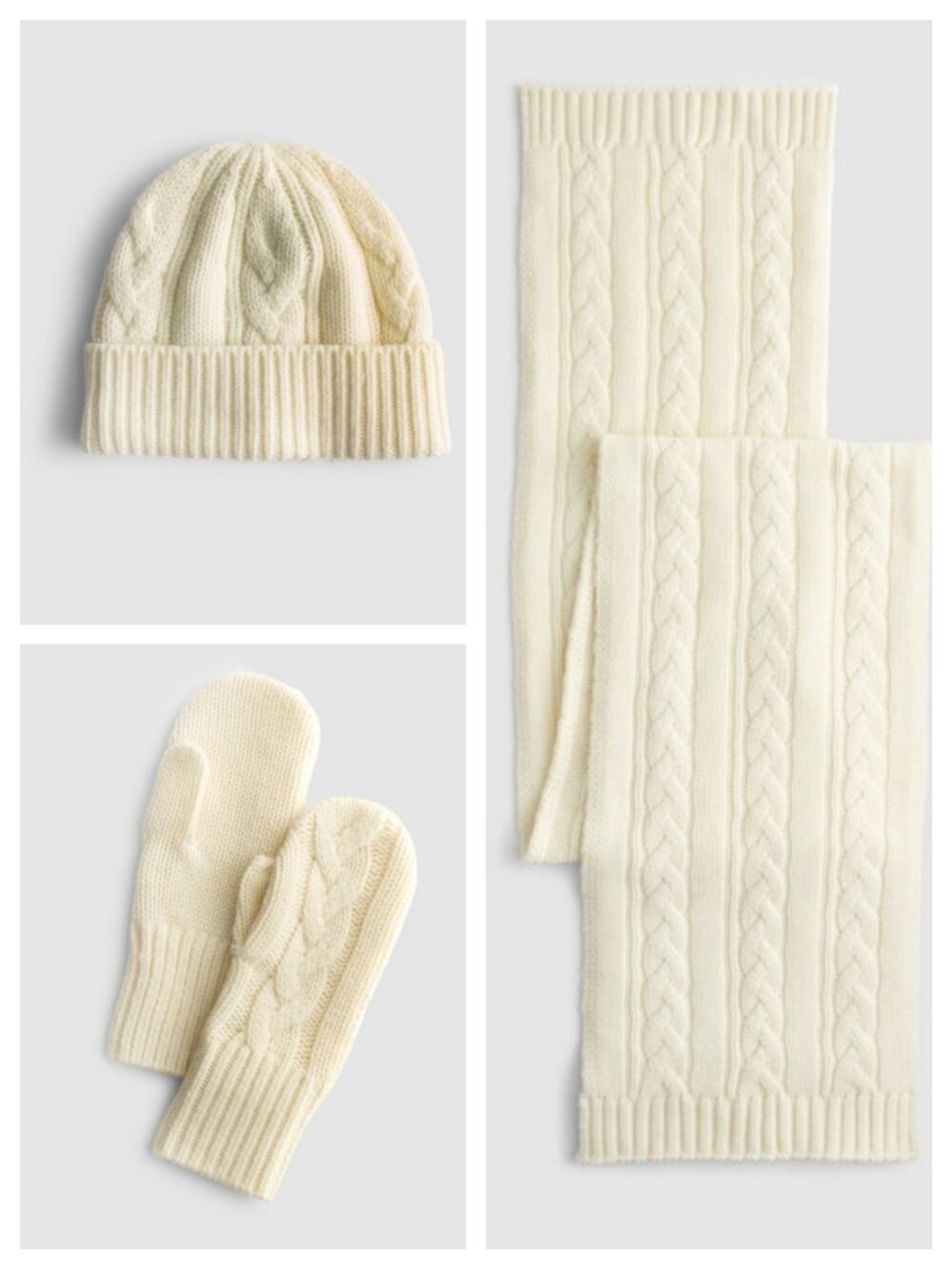 Madewell Cashmere Wool Beanie Scarf Mittens Set